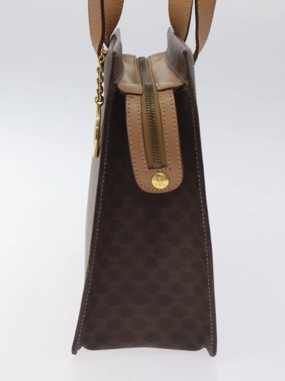 Authentic CELINE Macadam Canvas Shoulder Bag PVC Brown Gold - Picture 10 of 16